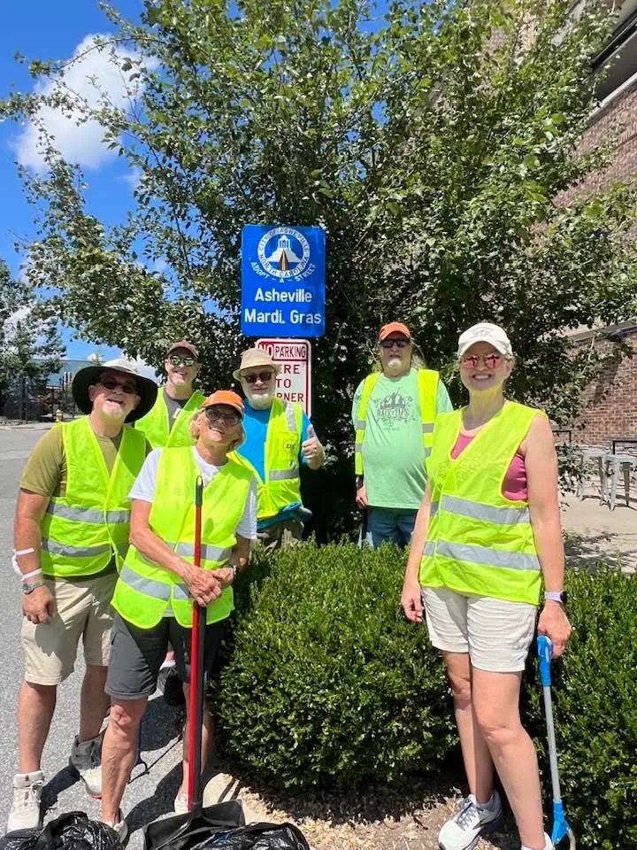 Volunteers helping to clean up